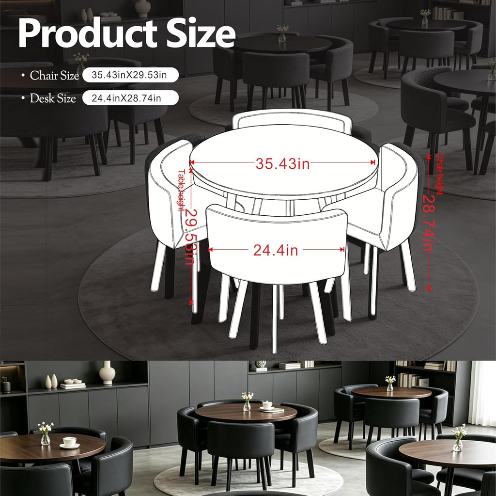 Office Conference Room Coffee Table Set w/ 4 Chair, Space-Saving Furniture Club Business Hotel Lobby