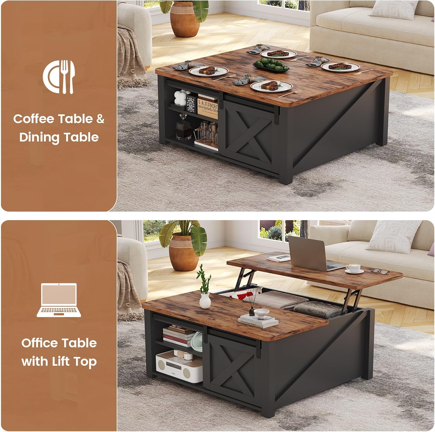 SEDETA 31.5" Lift Top Coffee Table with Storage, Square Coffee Tables