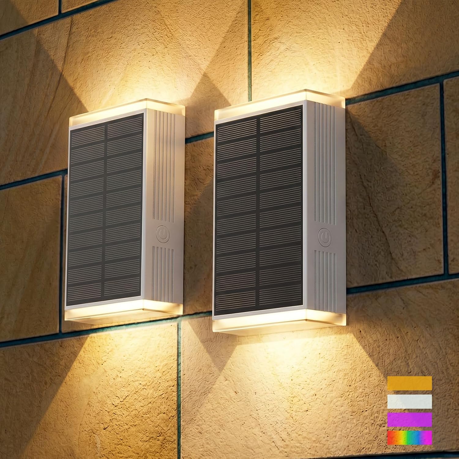 Solar Wall Sconce Up & Down Lighting Solar Lghts Outdoor for Exterior/Backyard/Patio/Garage/Porch/Fence/Wall