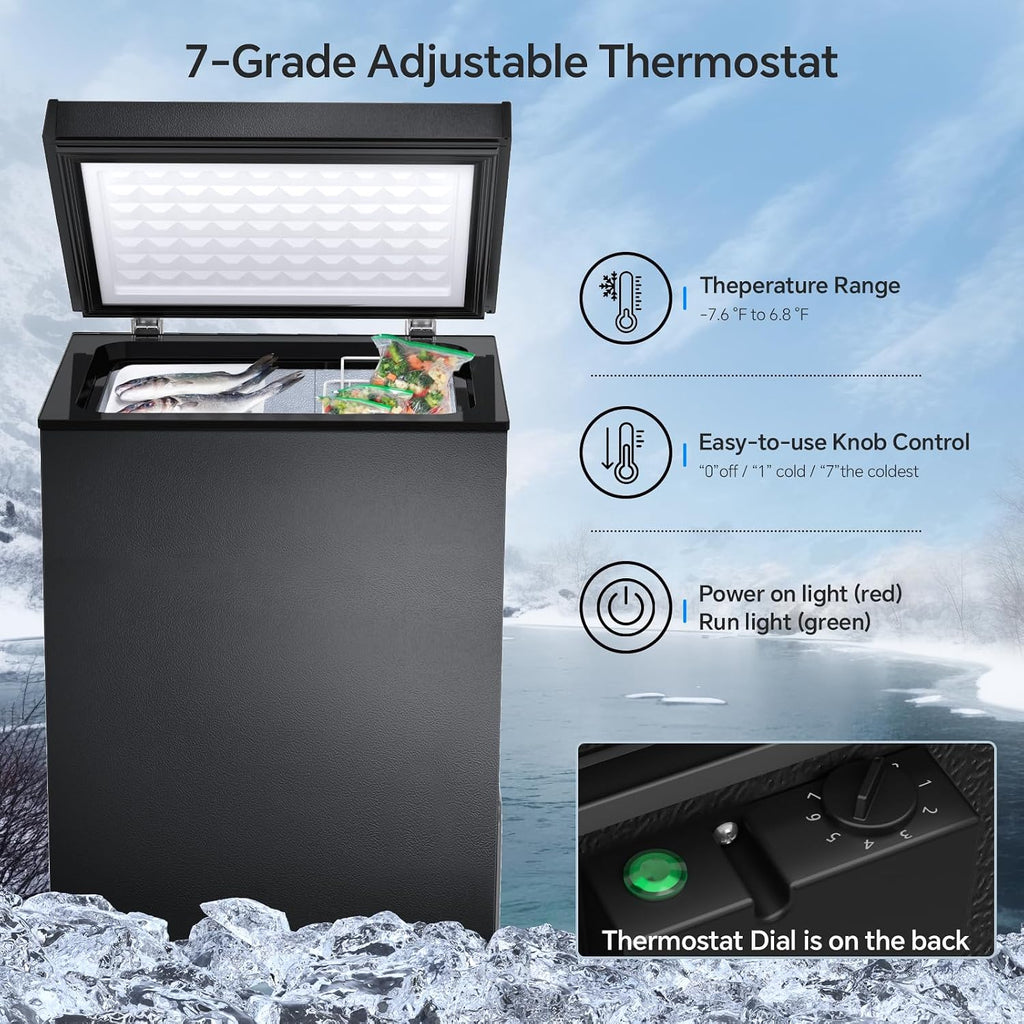 Kismile 3.2 Cubic Feet Chest Freezer with 2 Removable Basket