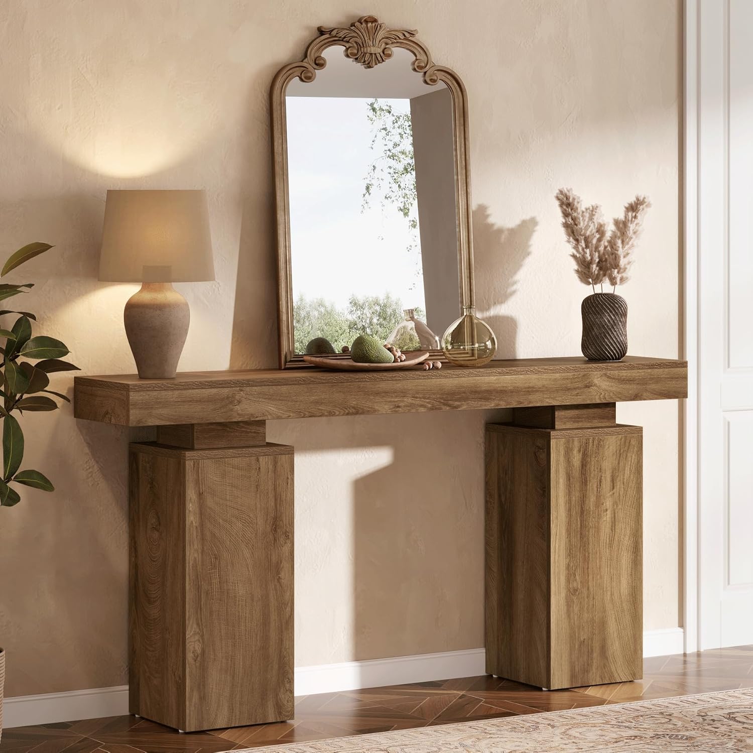 Tribesigns 63-Inch Long Console Table, Farmhouse Entryway Table Behind Couch, Wooden Foyer Stand Entry