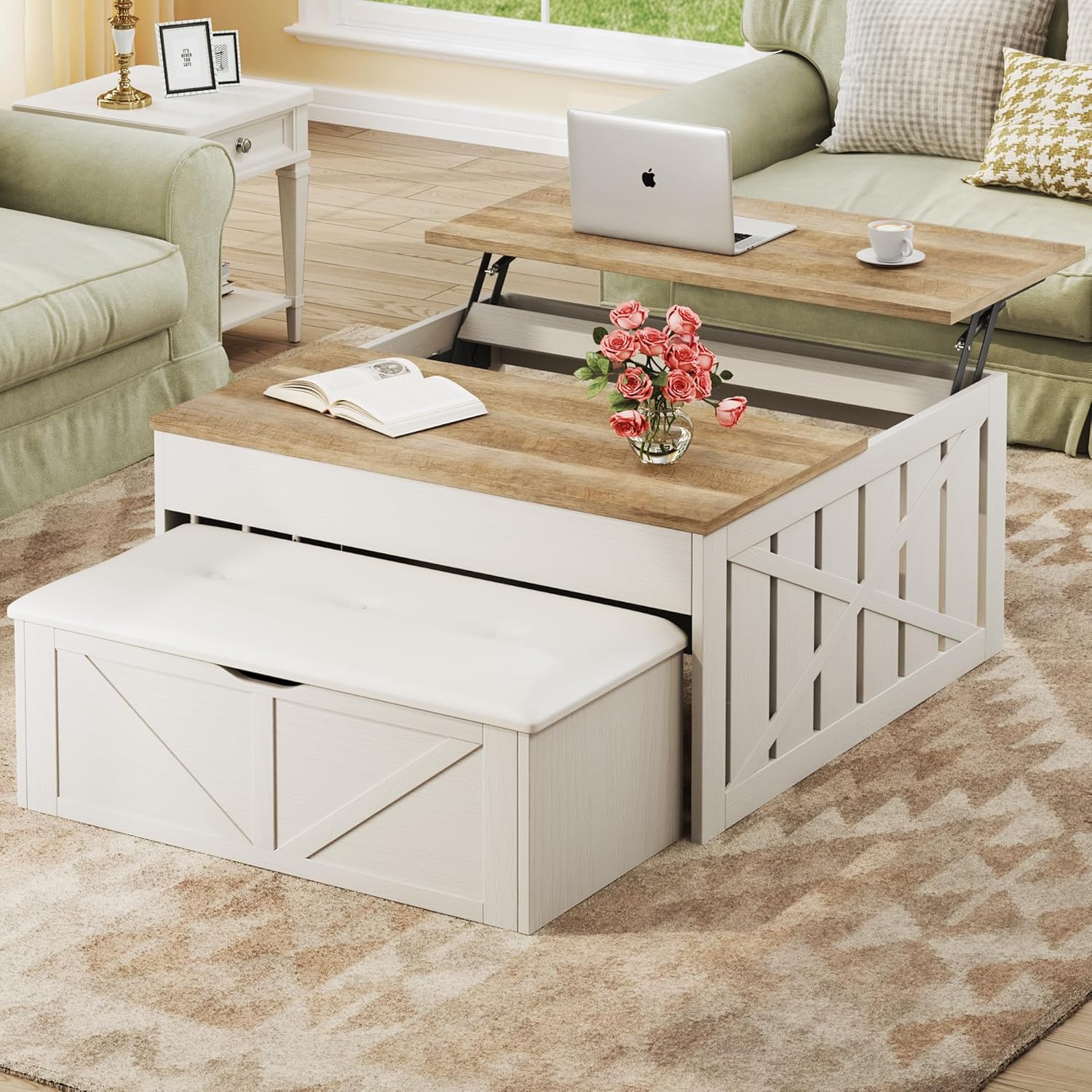 HUAHUU Lift Top Coffee Table with Storage Hidden Compartment, 31.5"