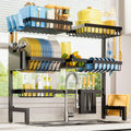 Sakugi Dish Drying Rack - Over The Sink Dish Drainer Drying Rack with Utensil & Knife Holder, Hooks