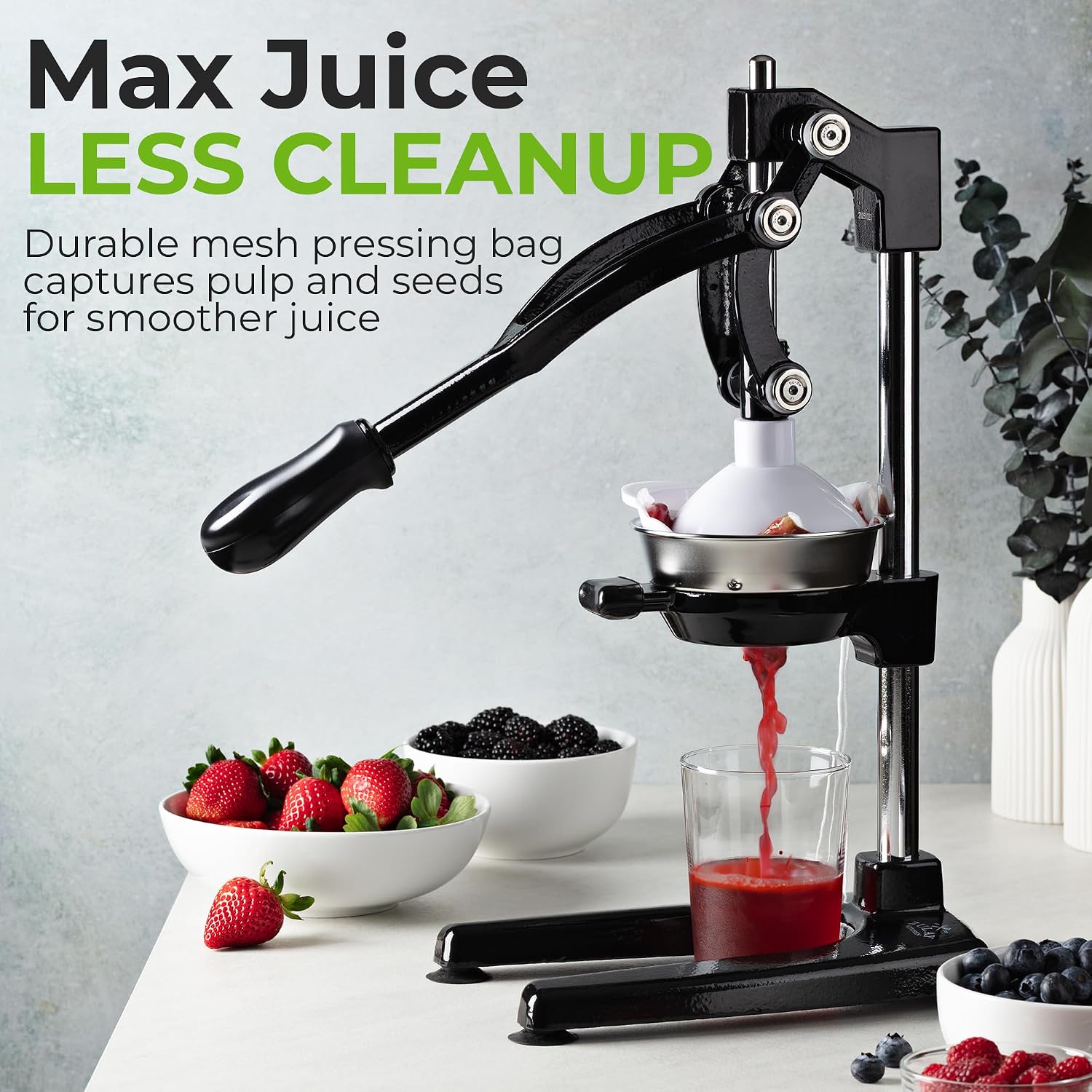 Zulay Kitchen Pulperizer 9 in 1 Cast Iron Juicer - Easy-to-Clean Heavy-Duty Manual Juicer with Presser