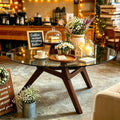 Glass Coffee Table - Round Coffee Table with Clear Tempered Glass Top