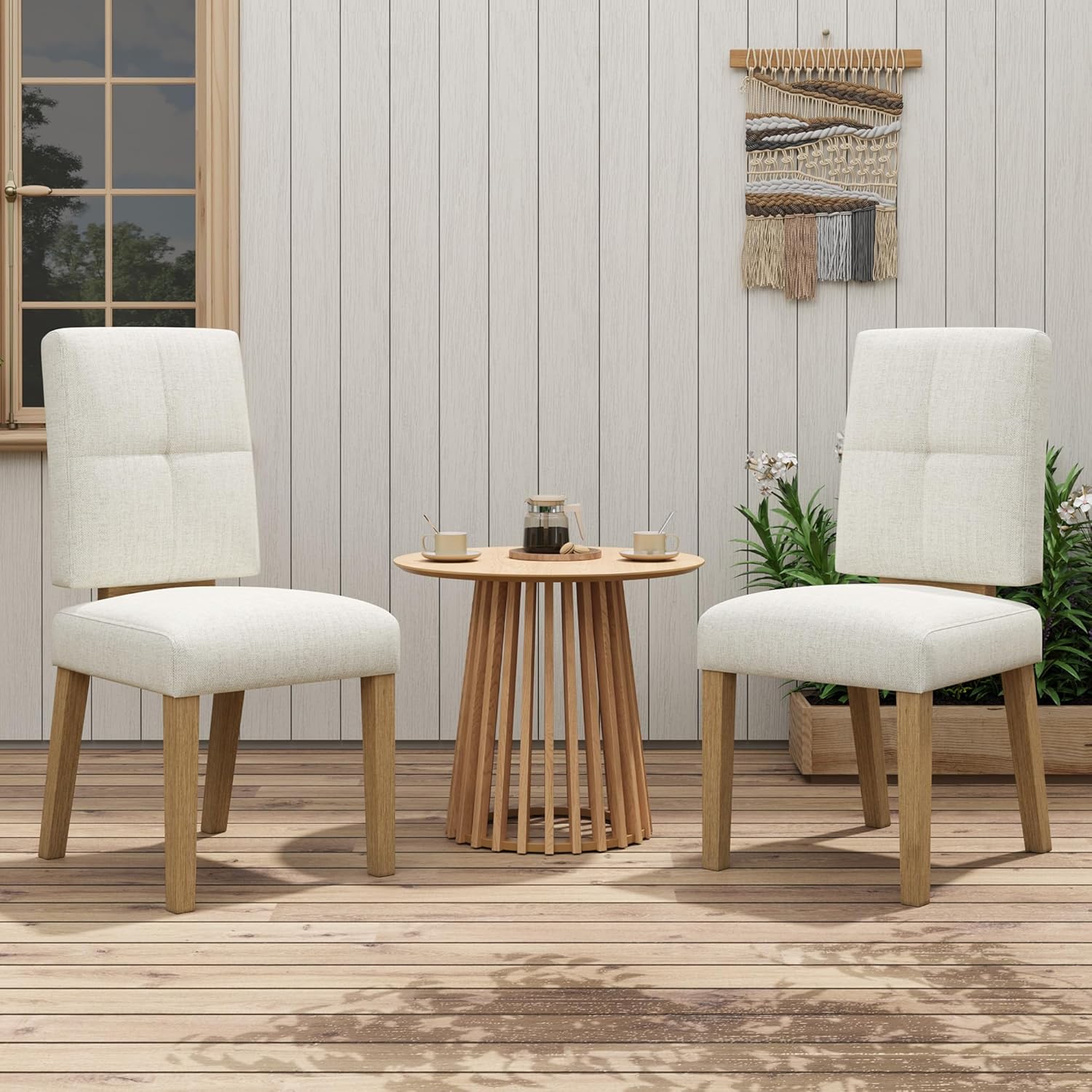 Wooden Dining Chairs Set of 4, Dining Room Chairs with Wood Legs
