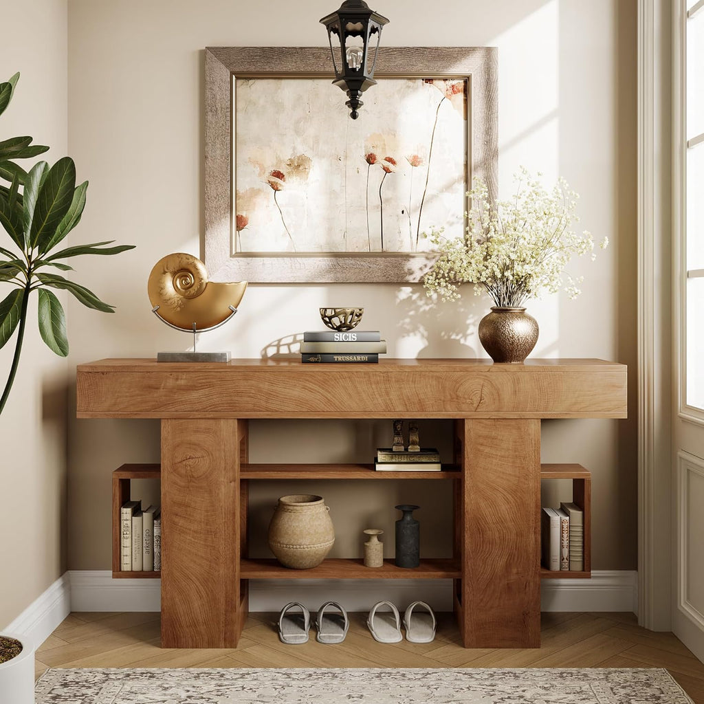 Einhomn 63 Inches Entryway Table, Wooden Console Table with Storage, Narrow Sofa Table Behind Couch