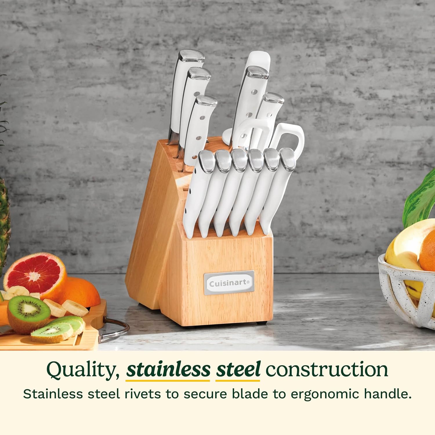 Cuisinart 15-Piece Knife Set with Block, High Carbon Stainless Steel