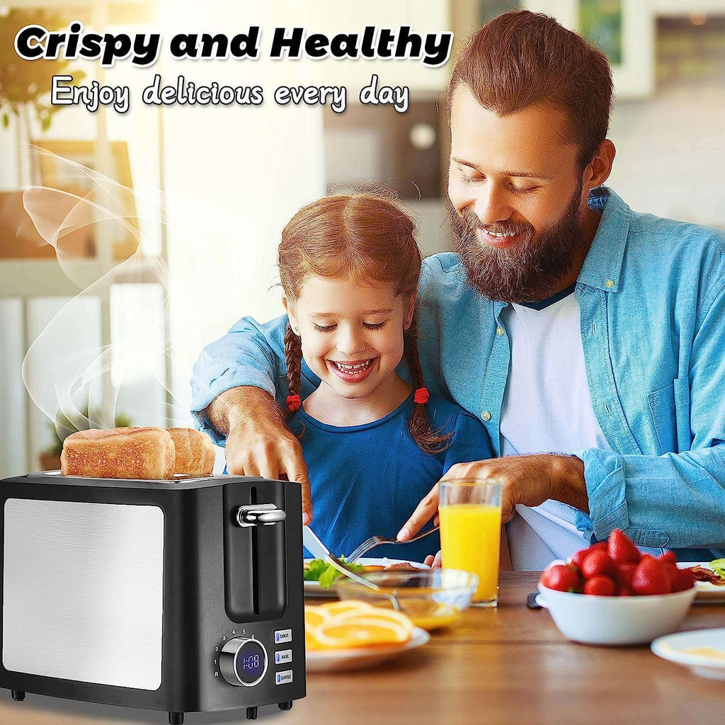 Toaster 2 Slice Wide Slot Toaster Best Rated Prime Display Smart Toasters with LCD Digital