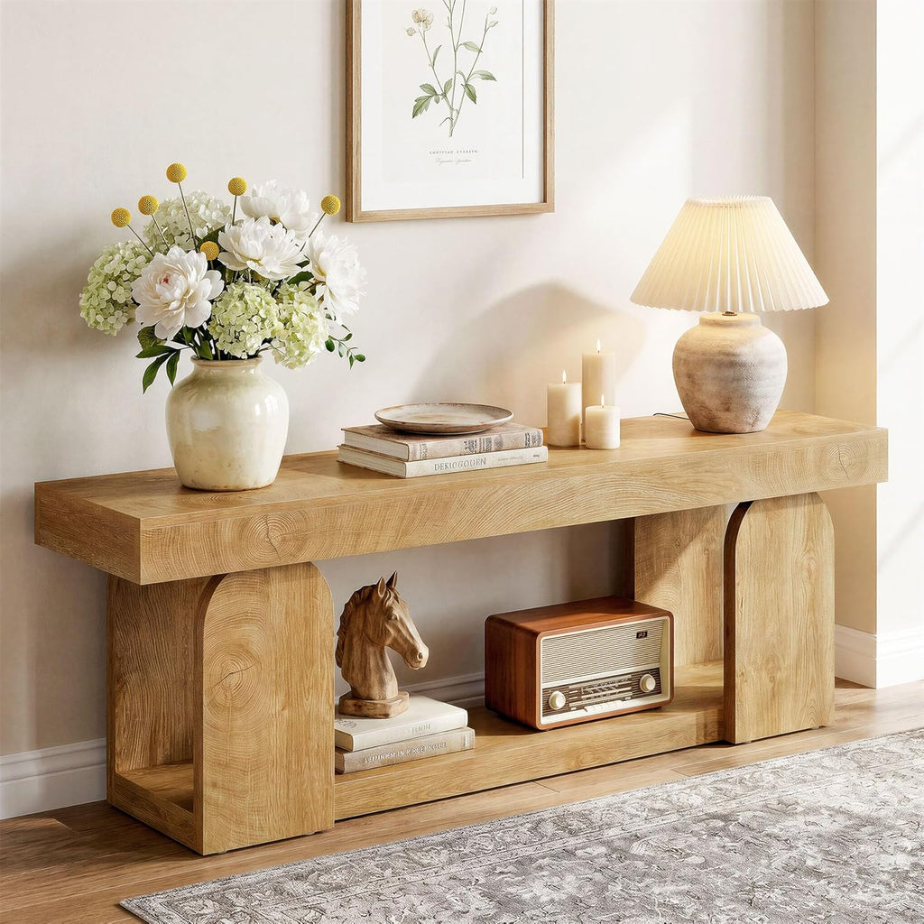 Tribesigns 63-Inch Console Table for Entryway, Farmhouse Wooden
