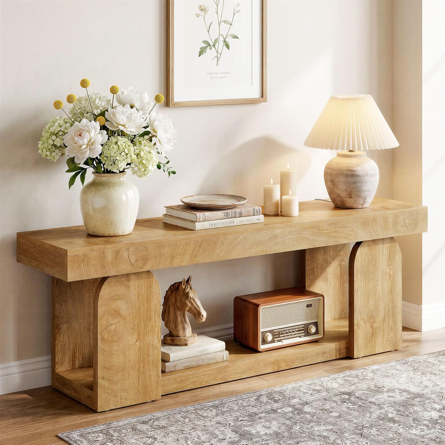 Tribesigns 63-Inch Console Table for Entryway, Farmhouse Wooden