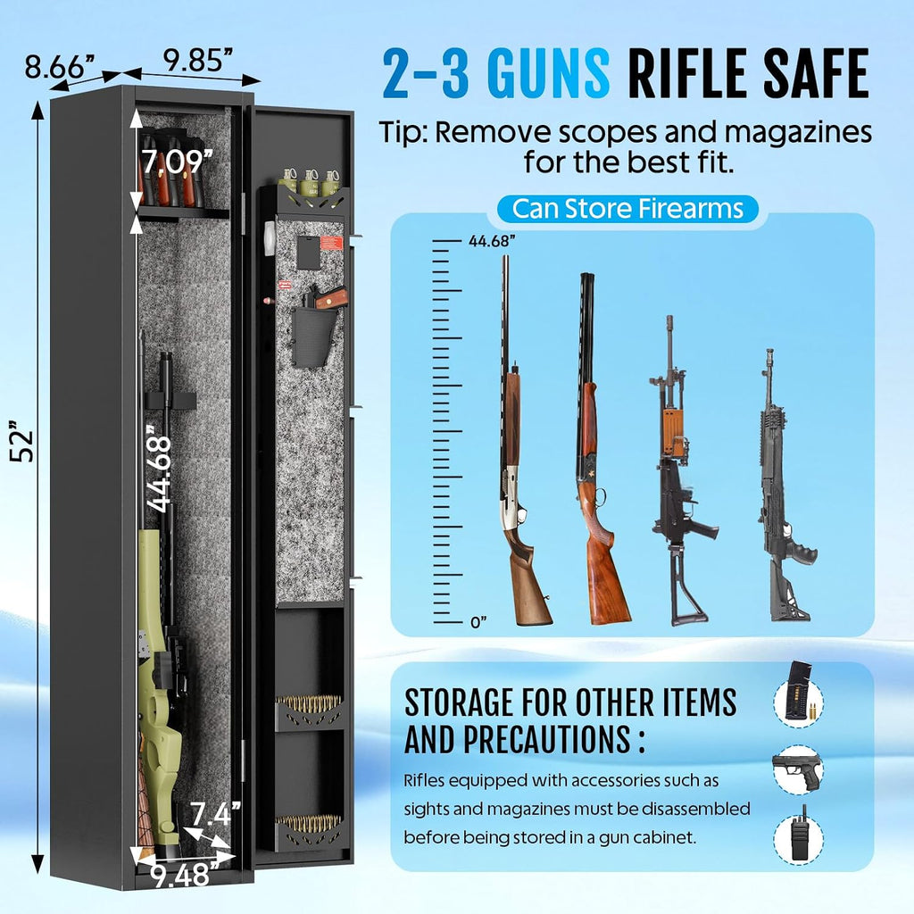 KAER 2-3 Gun Safe for Rifles and Pistols,Assembled Rifle Safe for Home | Long Gun Cabinet for Shotguns