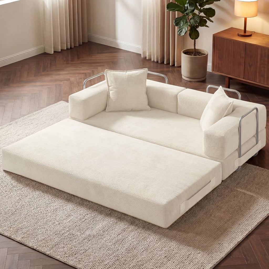 78 Inch Convertible Sofa Bed, 5-in-1 Futon Sofa Bed Pull Out Couch