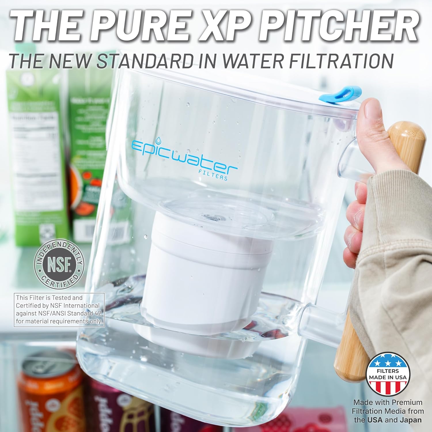 Epic Pure XP Water Filter Pitcher with Advanced CoreXchange™ Filter | NSF Certified |