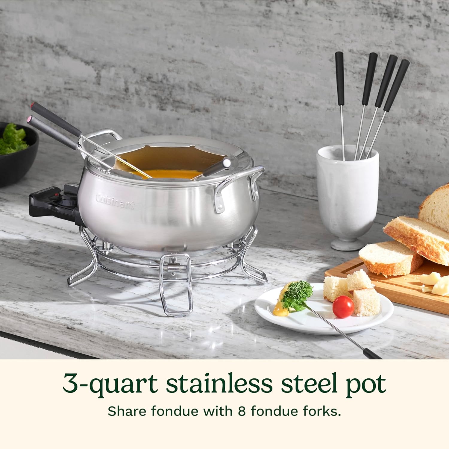 Cuisinart Fondue Pot Set, 3-Quart Stainless Steel Electric