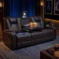 3 Seater Recliner Sofa, 3X Wall Hugger Reclining Sofa with Cup Holder & Light, Home Theater