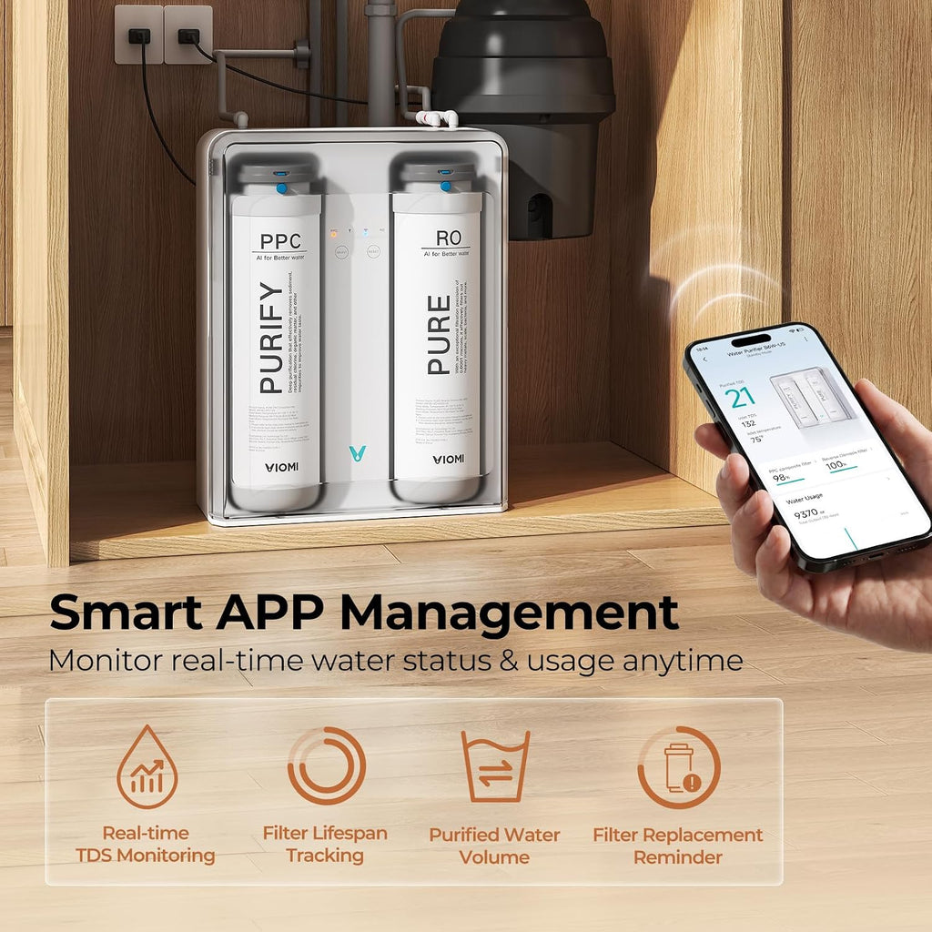 VIOMI Pure B6W 600 GPD Reverse Osmosis System, TDS Reduction, 7-Stage Tankless RO System