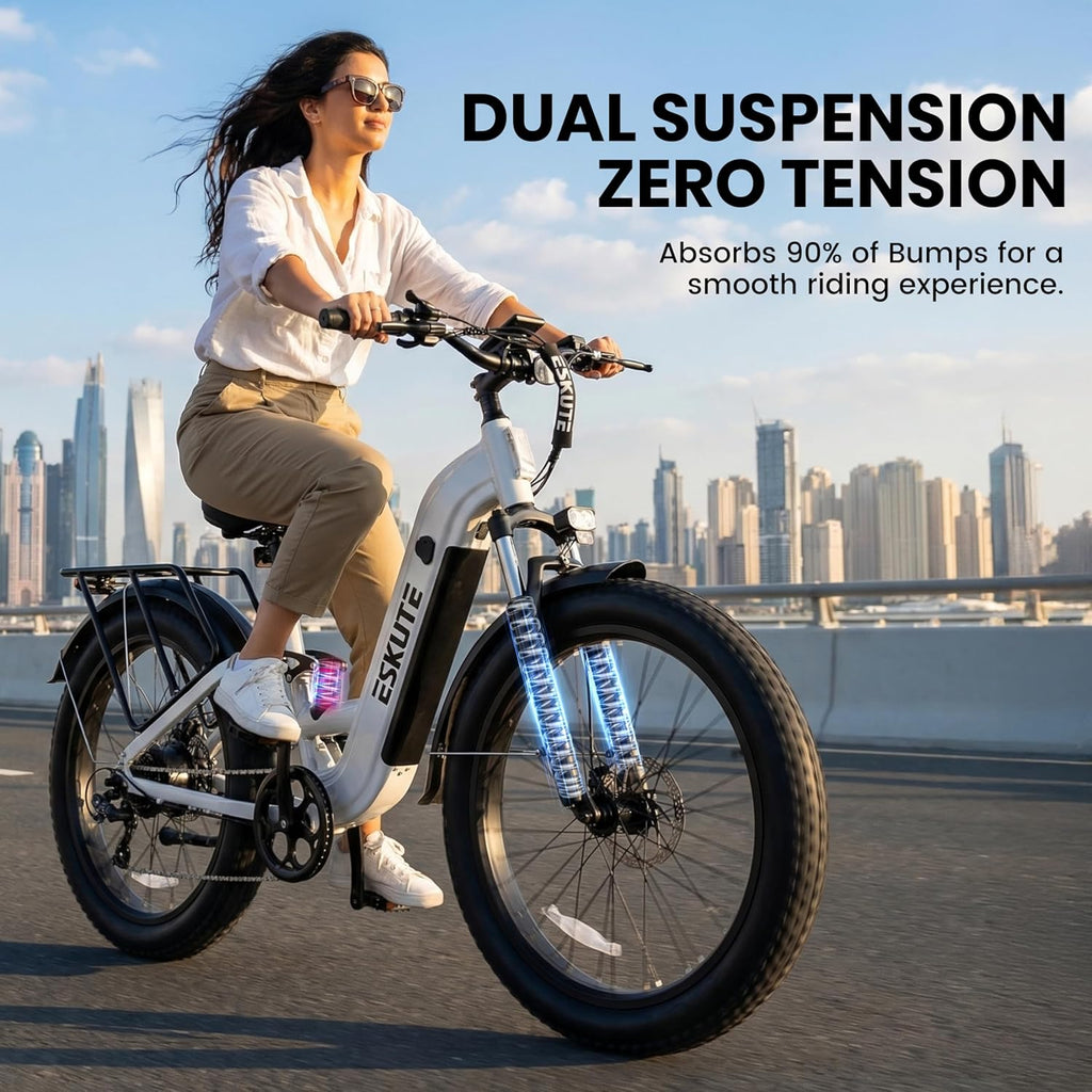 ESKUTE Electric Bike for Adults - 48V20.8Ah 80 Miles Battery Commuter, 32+MPH, Peak