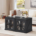 Joaxswe 24" End Table Set of 2 with Charging Station, Farmhouse Night Stand with Glass Barn Door
