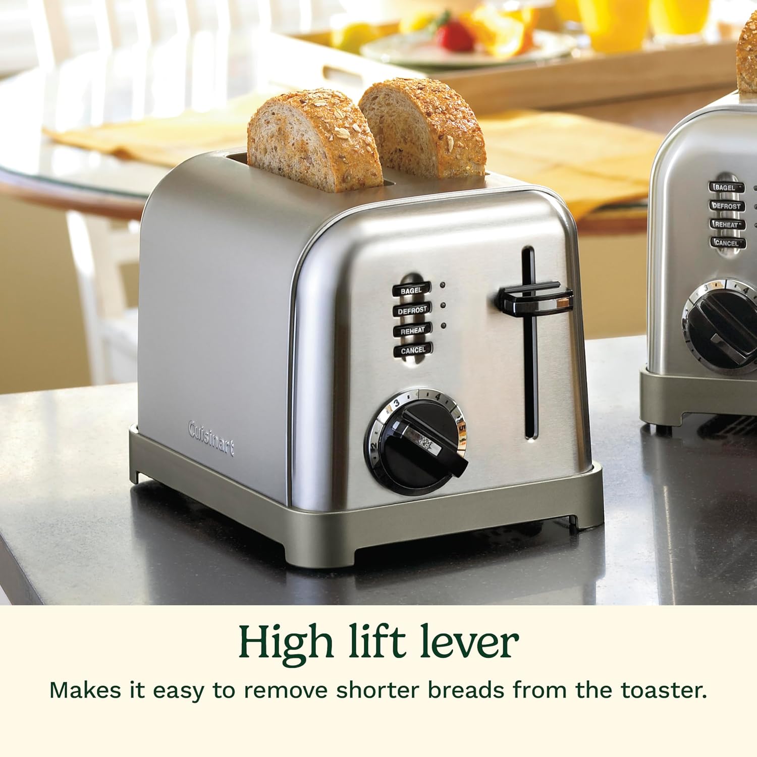 Cuisinart CPT-160P1 Metal Classic 2-Slice Toaster, Brushed Stainless Steel, 6 Shade Settings, 1.5" Wide
