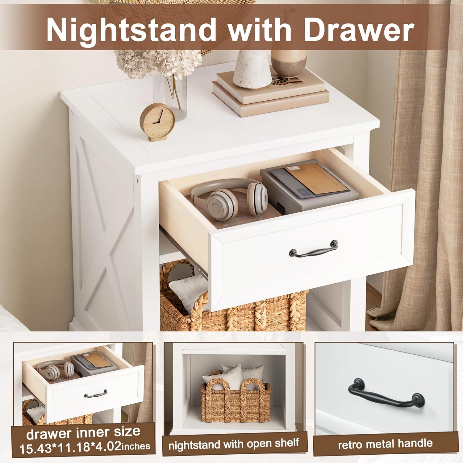 4 Piece Bedroom Set, Farmhouse Queen Size Bedroom Furniture Sets