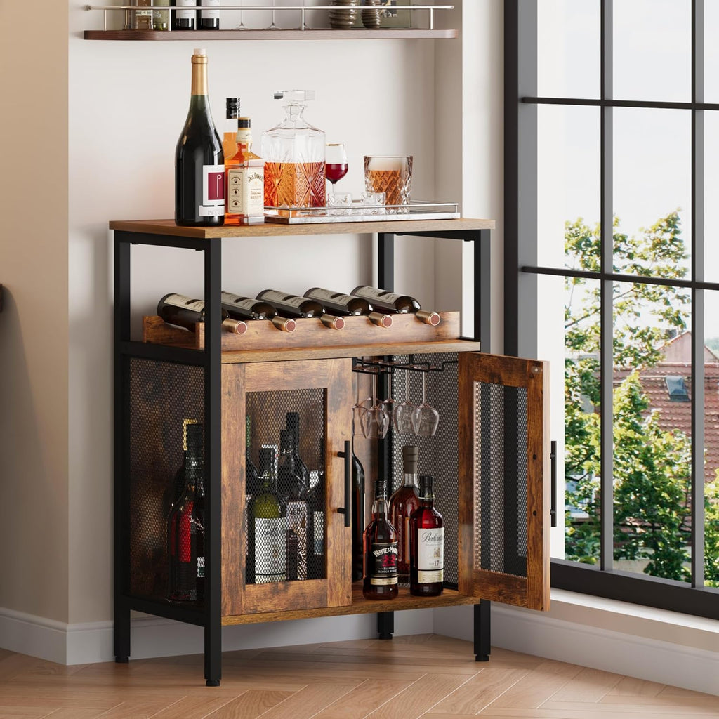 X-cosrack Wine Bar Rack Cabinet with Detachable Wine Rack, Coffee Barwith Glass Holder
