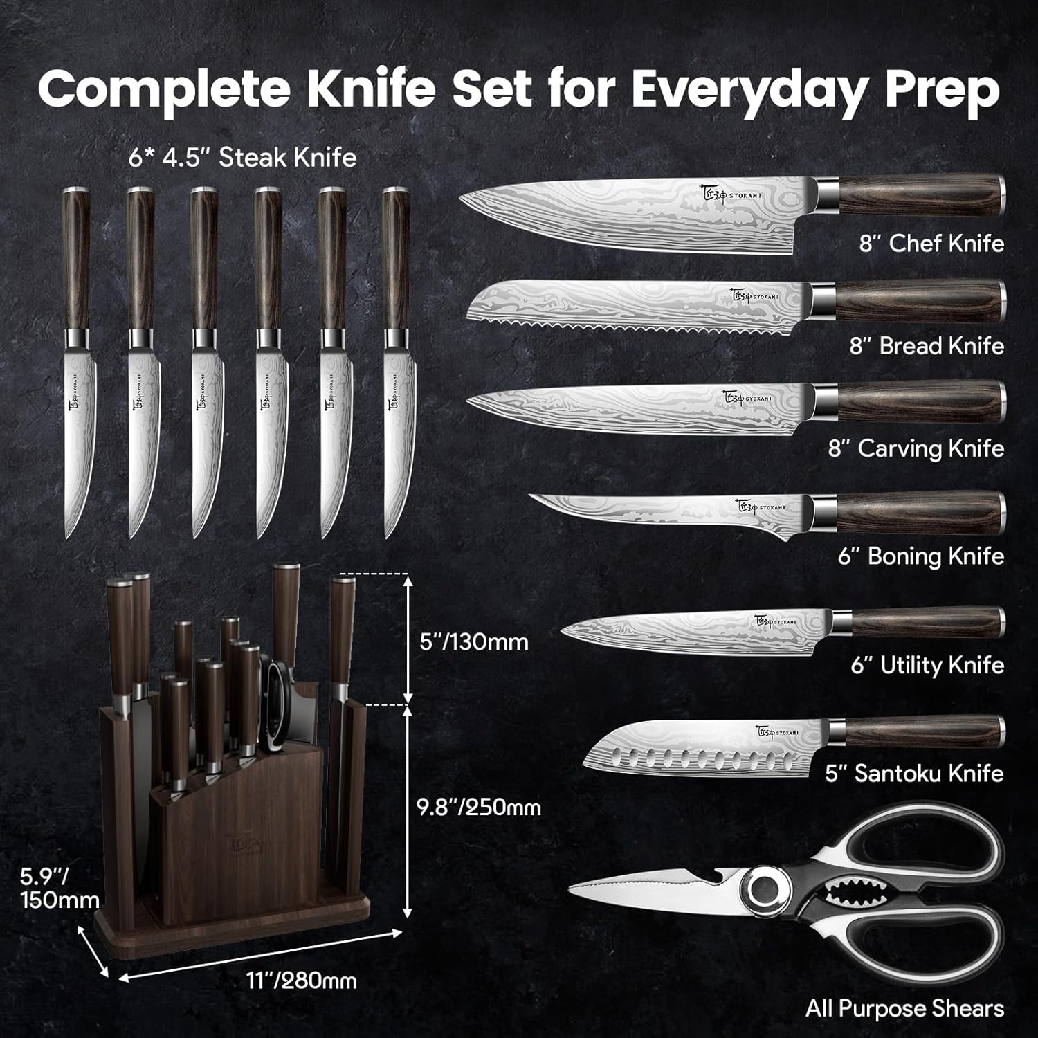 15-Piece Kitchen Knife Set