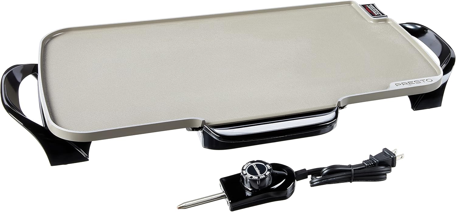 Presto 07062-22-Inch Ceramic Removable Handles Electric Griddle, Grey Ceramic