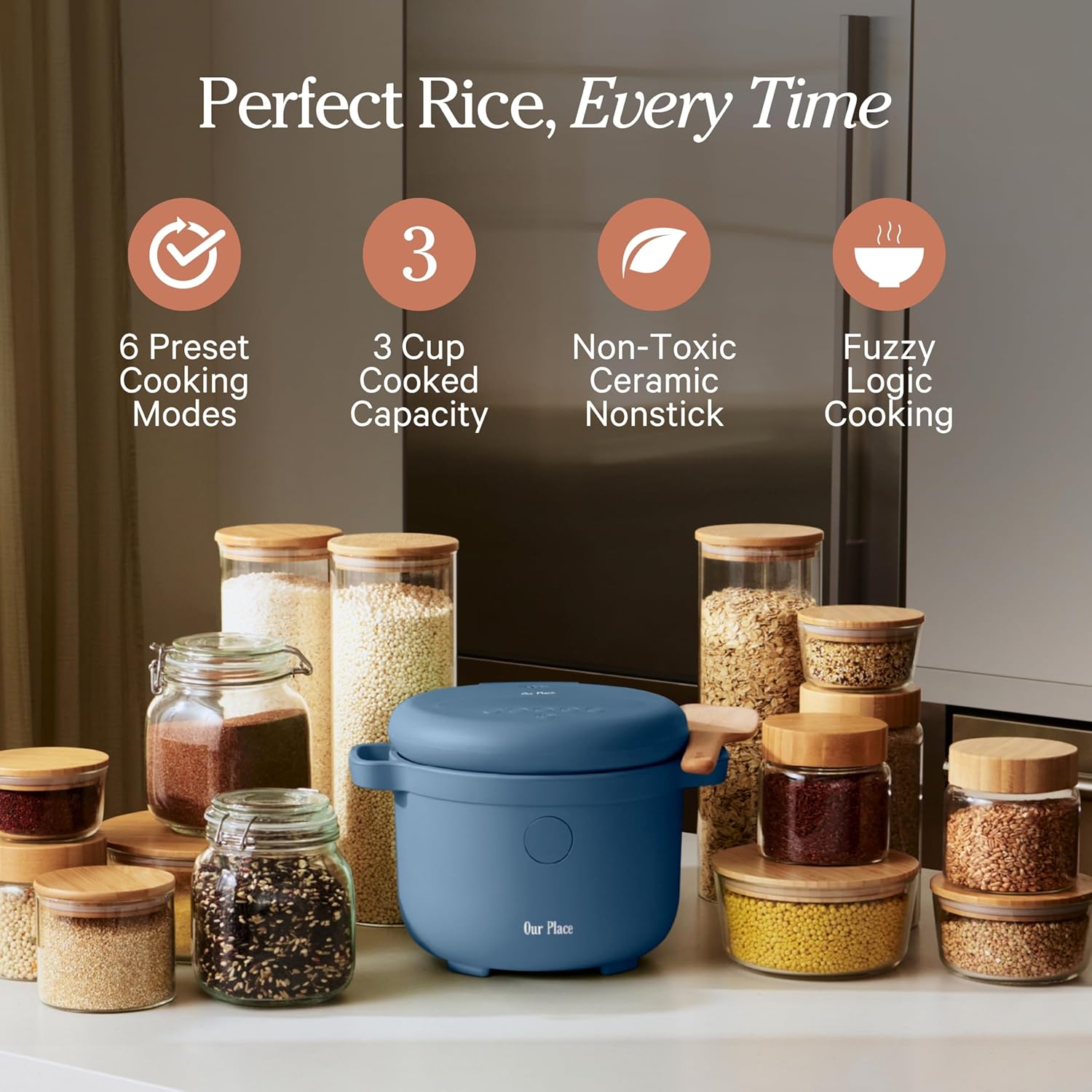 Our Place Rice Cooker | Compact Rice Cooker 3-Cup Uncooked / 6-Cup Cooked