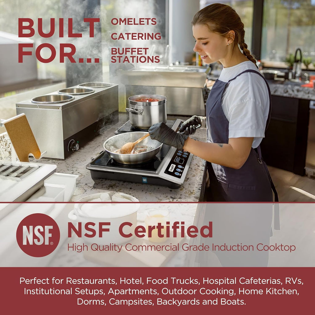 ChangBERT Induction Cooktop NSF Certified Professional Chef Edition Stove, 1800W Commercial Induction