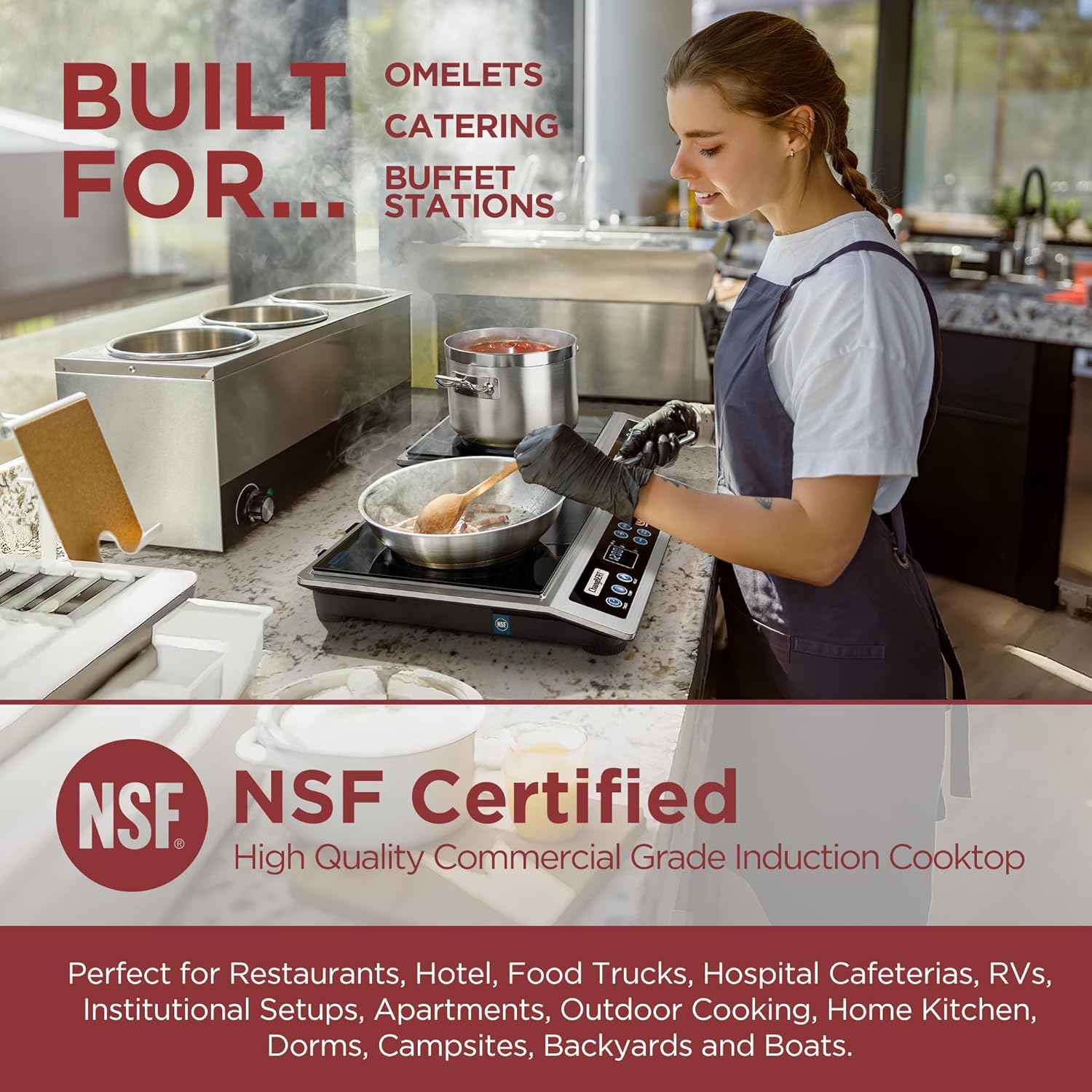 ChangBERT Induction Cooktop NSF Certified Professional Chef Edition Stove, 1800W Commercial Induction