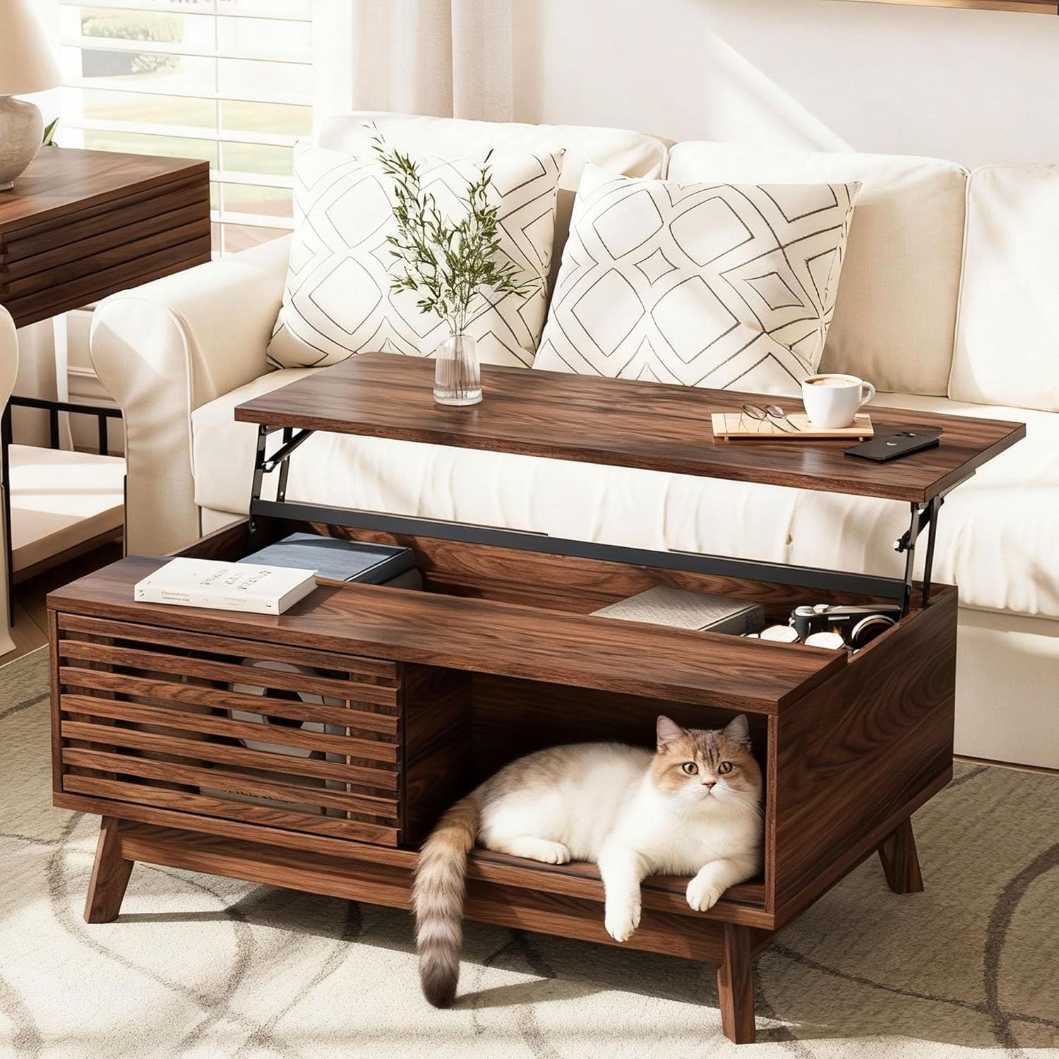 HAIOOU Lift Top Coffee Table, Mid Century Modern Coffee Table with Storage for Living Room