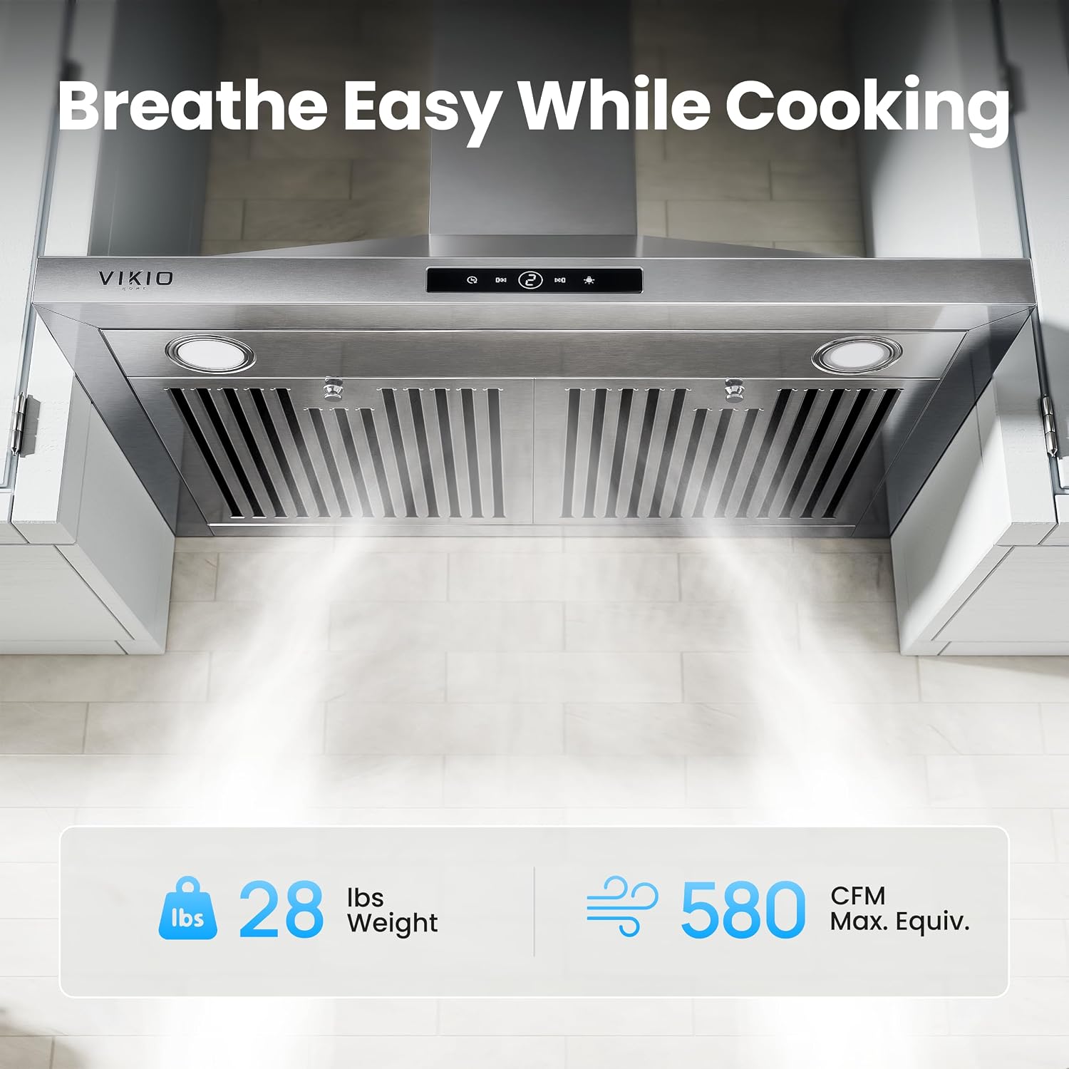 Wall Mount Range Hood 30 inch, 580 CFM, Ducted/Ductless Convertible, Stainless Steel