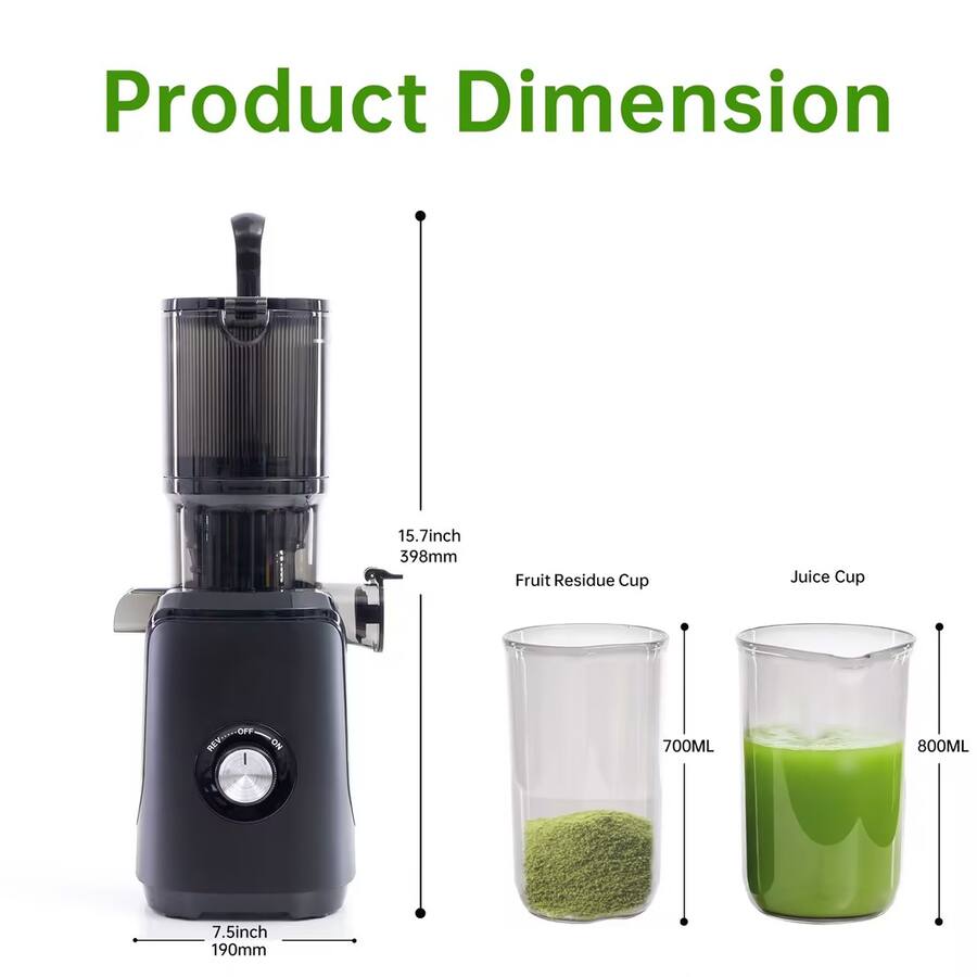 Anysun - Cold Chewable Juicer with Wide Feeding Trough - Easy Clean, Suitable for Whole Vegetables & Fruits - Black