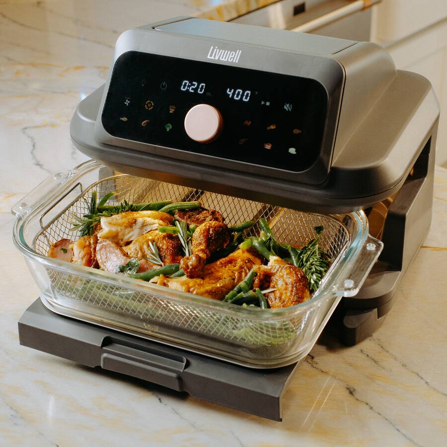 Livwell Brands - Livwell 6 Quart Glass Container Air Fryer - Matte Grey