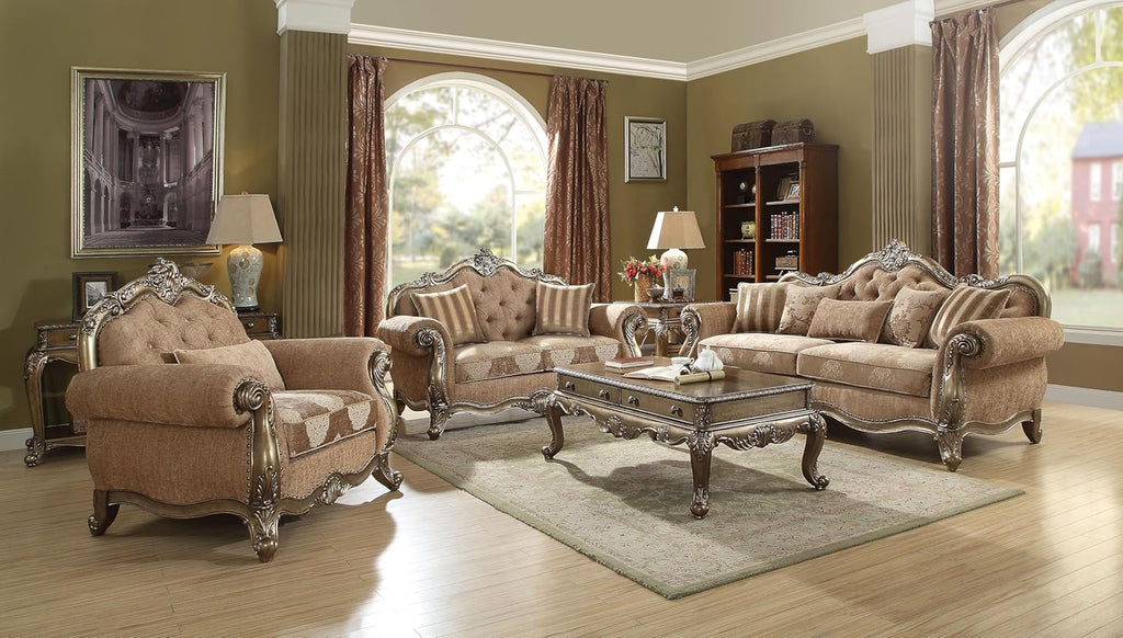 4-Piece Living Room Set Include Sofa w/ 5 Pillows, Loveseat w/ 2 Pillows, Chair w/ 1 Pillow