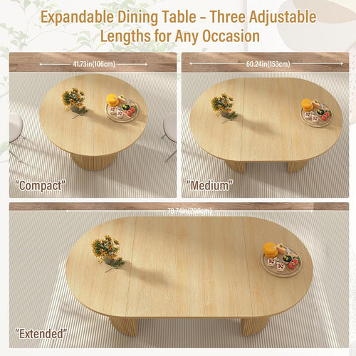 41 in-78 in Extendable Dining Room Table for 4-8, Round Expandable Kitchen Table with Fluted Base