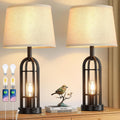 Black Table Lamps for Living Room Set of 2 - Farmhouse Lamps for Night Stands