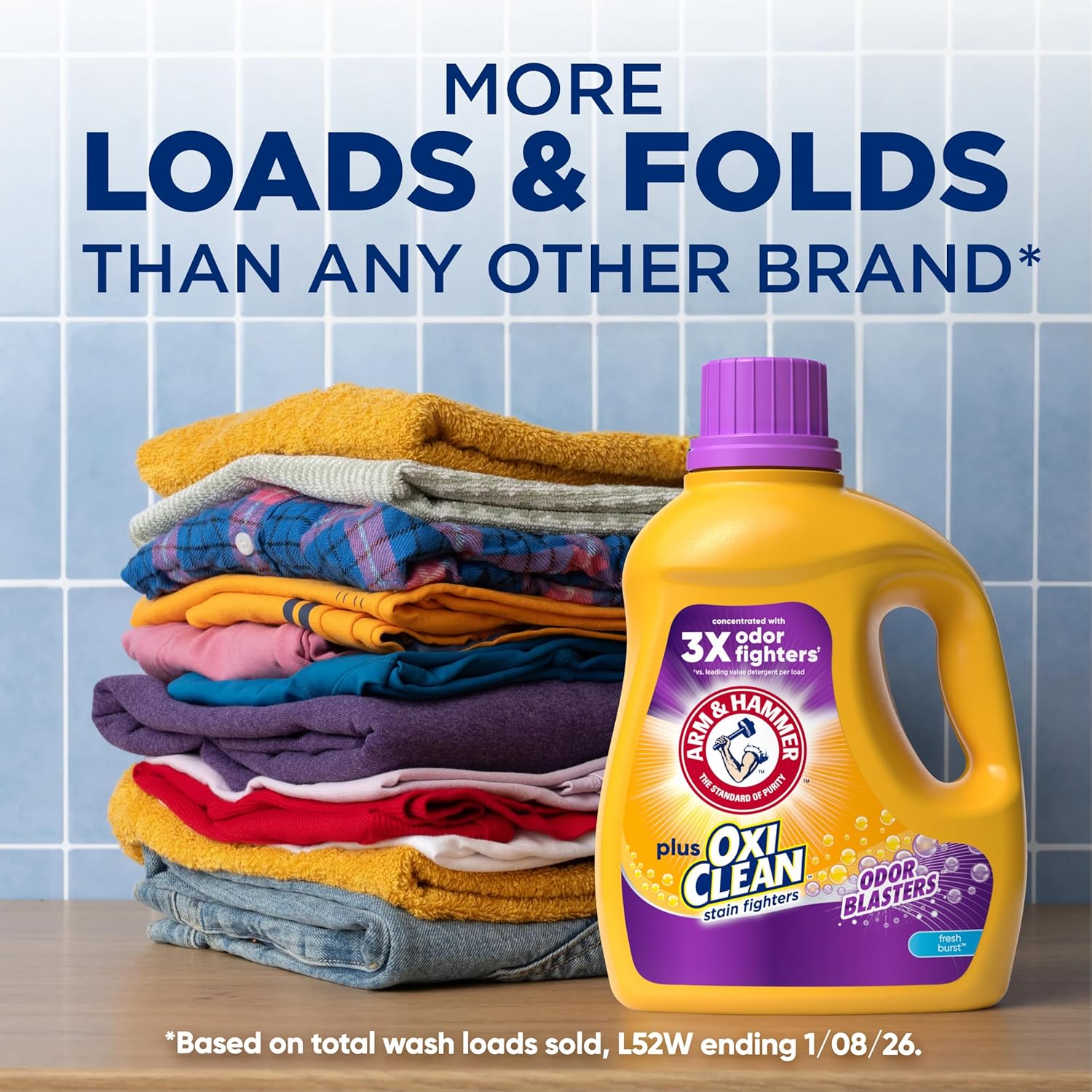 ARM & HAMMER Plus OxiClean with Odor Blasters Liquid Laundry Detergent, Laundry Odor Remover