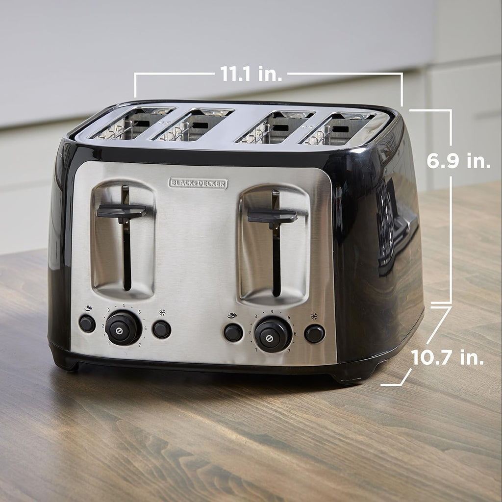 BLACK+DECKER 4-Slice Toaster, Extra Wide Slots, 7 Shade Settings