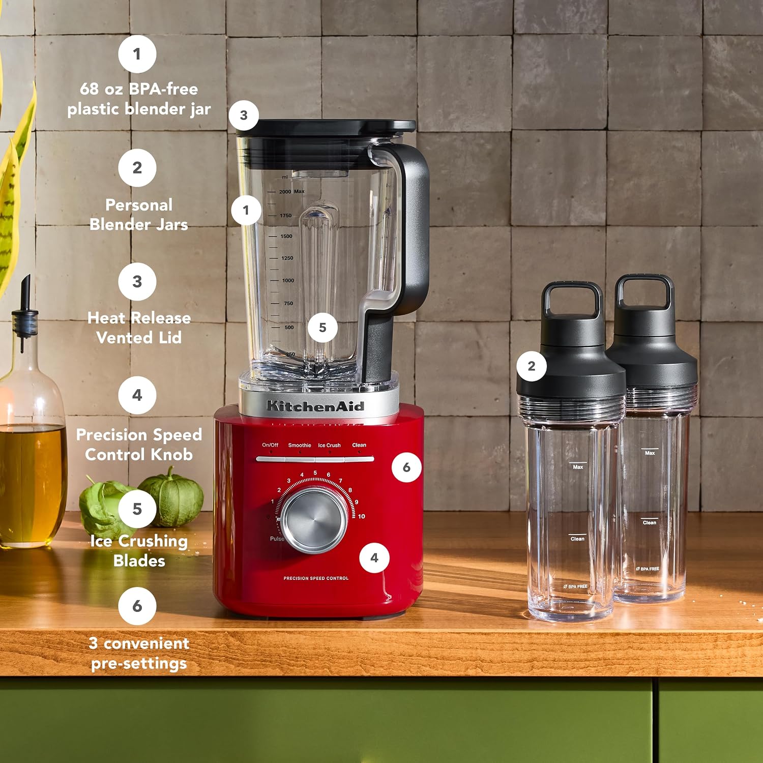 KitchenAid Pure Power Blender with 2 Blending Jars, 1700 Watt Peak Power* | 68 oz Blending Jar