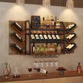 Hoctieon 48.6in Wall Mounted Wine Rack, 3 Tier Hanging Wine Racks with Glass Holder