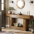Tribesigns 63" Console Table, Farmhouse 2-Tier Entryway Table with U-Shaped Base, Narrow Long Wood