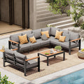 Aluminum Outdoor Patio Furniture Set 8 Seats, Outdoor Sectional Corner Sofa, Patio Conversation Sets