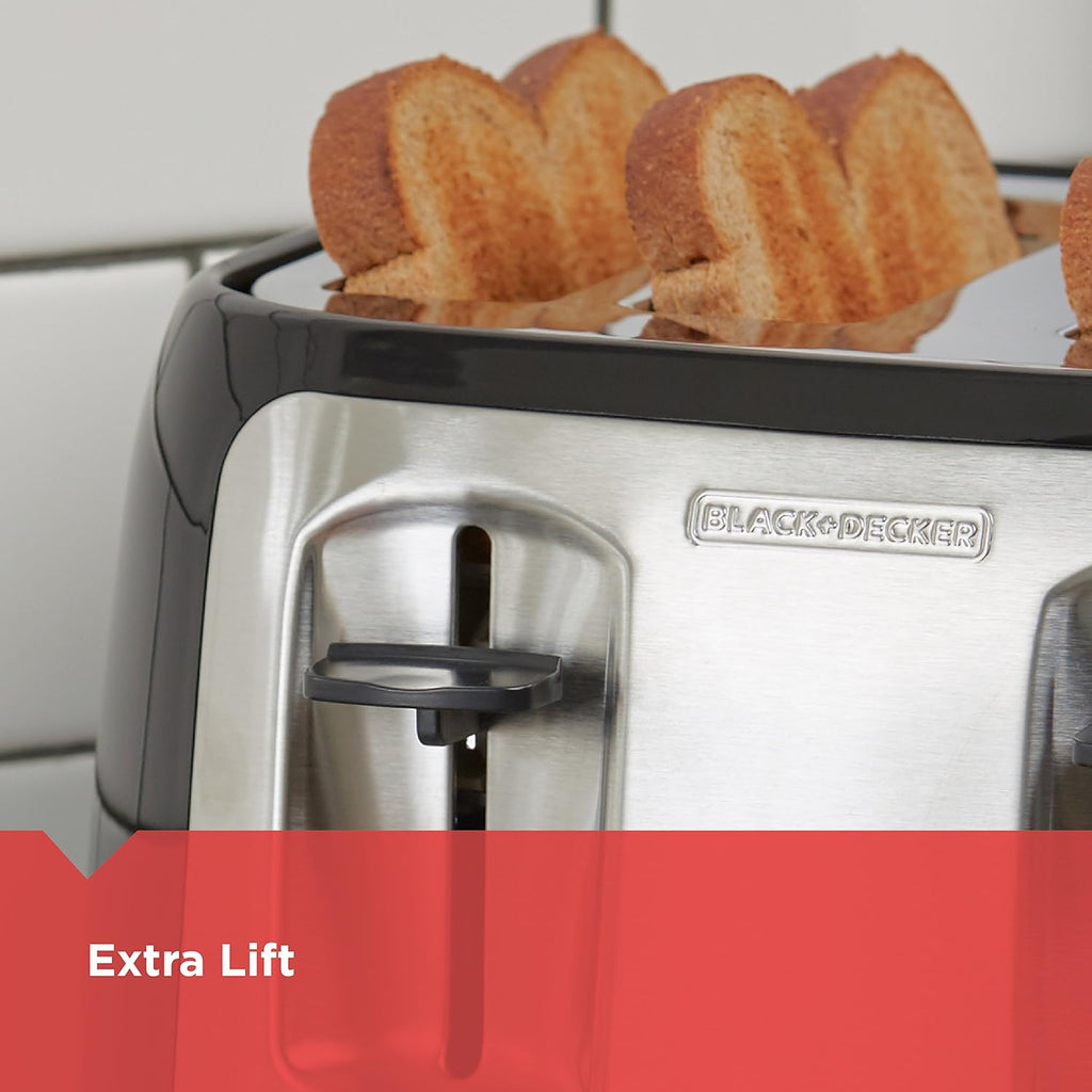 BLACK+DECKER 4-Slice Toaster, Extra Wide Slots, 7 Shade Settings