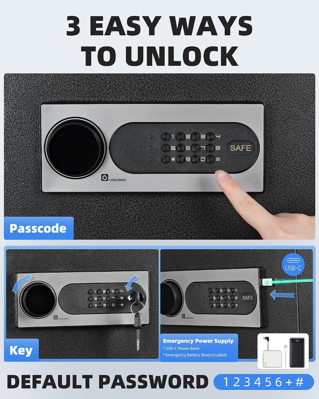 DAYI Safe Box, 3.0 Cubic Feet Home Safes with Fireproof Waterproof Bag, Security Safe for Money Cash Documents