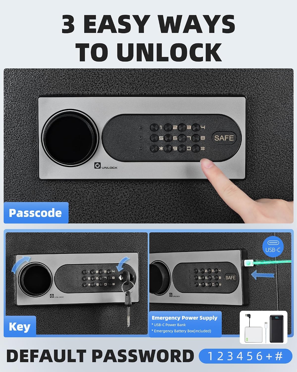 DAYI Safe Box, 3.0 Cubic Feet Home Safes with Fireproof Waterproof Bag, Security Safe for Money Cash Documents