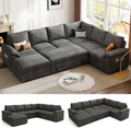 108 Inch Sectional Sleeper Sofa with Pull Out Bed, U Shaped 7 Seat Modular Sectional Sofa