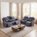 2 Piece Power Recliner Sofa Set with LED Lights, Electric Reclining Living Room Furniture Set