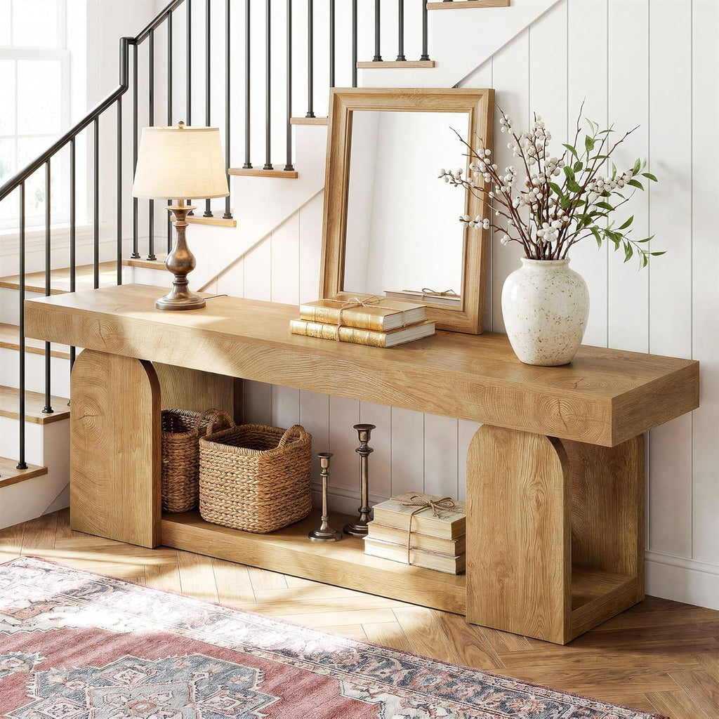 Tribesigns 63-Inch Console Table for Entryway, Farmhouse Wooden